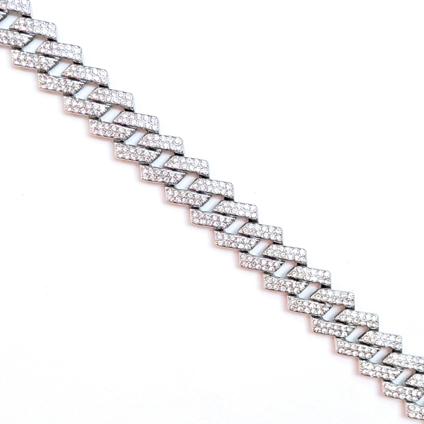 24 INCH - Silver 14mm Tilted Gem Link Chain Necklace