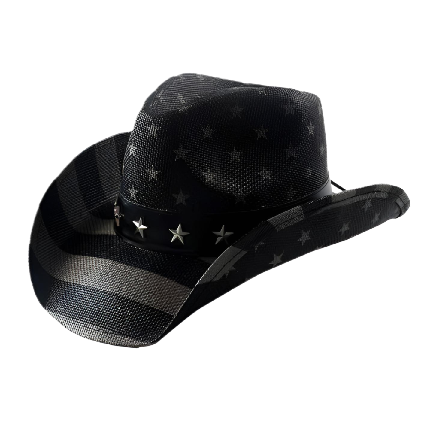 STRAW COWBOY HAT Men & Woman Adult Size - Black USA Flag Print 1