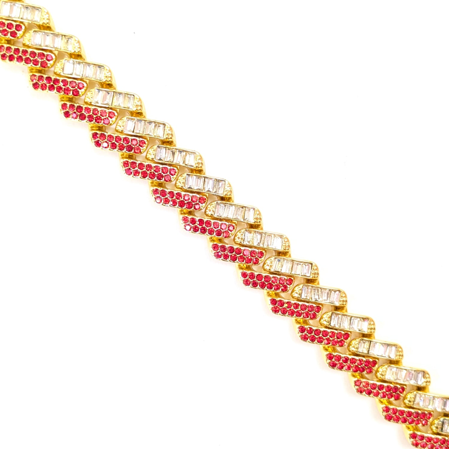 GOLD, RED & WHITE - 15mm Tilted Gem Link