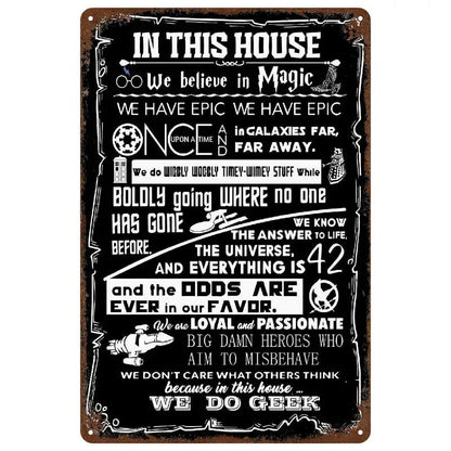 "IN THIS HOUSE WE BELIEVE IN MAGIC" Fantasy/Sci-Fi Themed Home Decor Family Sign