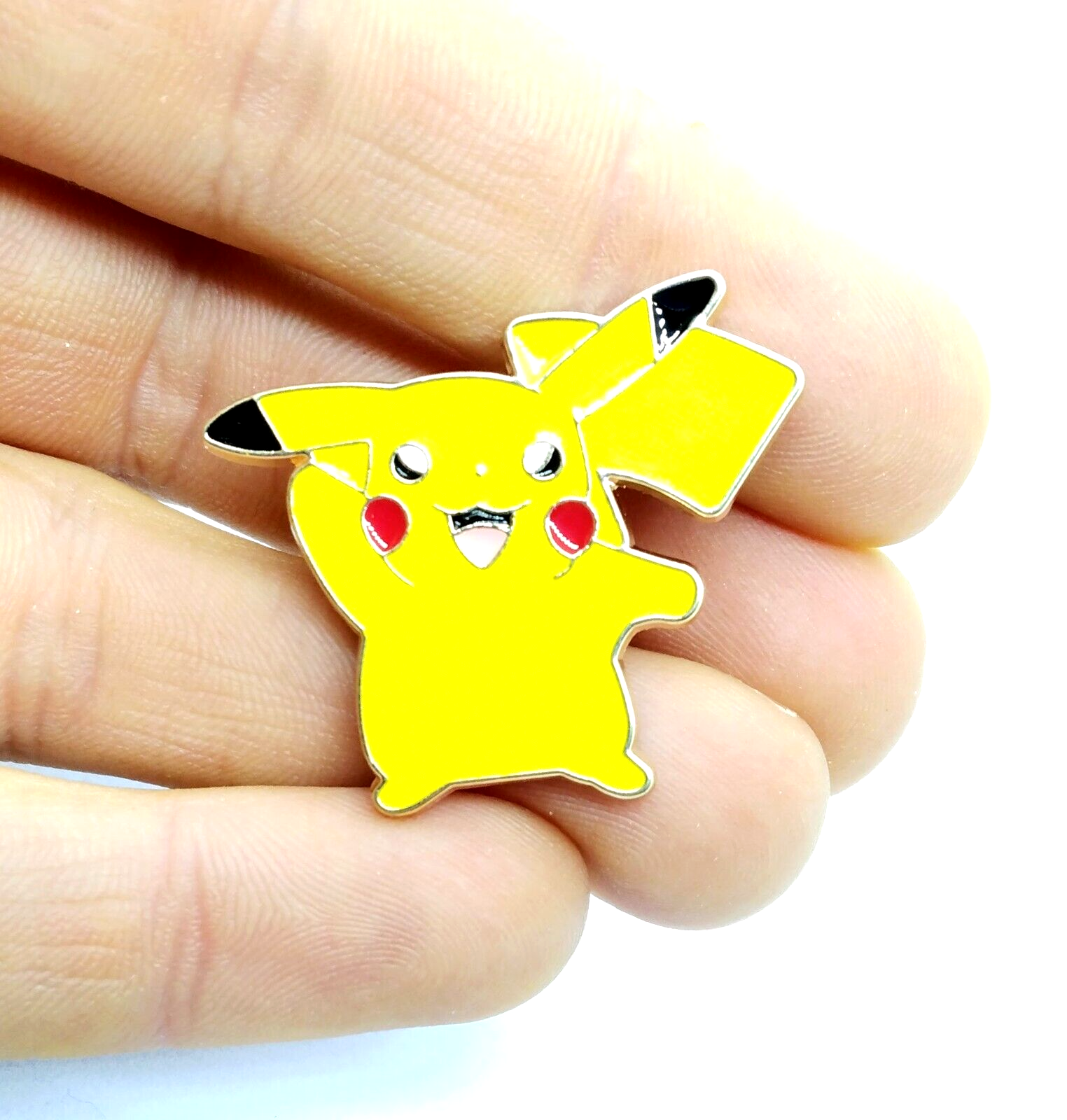 PIKACHU WAVING PIN Pokemon One Arm Up To Wave Enamel Lapel Brooch