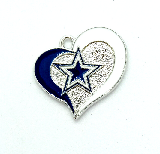 DALLAS COWBOYS HEART CHARM (x1) Big Discounts for Multiple Charms NFL Pendant