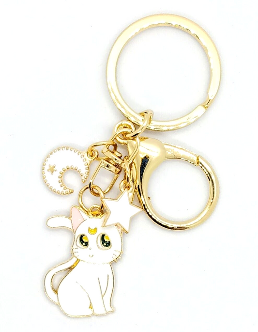 ARTEMIS CLIP KEYCHAIN Sailor Moon & Star Key Chain/Keyring White Cat Anime