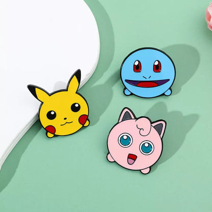 CUTE POKEMON PINS (3pcs) Cartoon Faces Pikachu Jigglypuff Squirtle Brooch Set