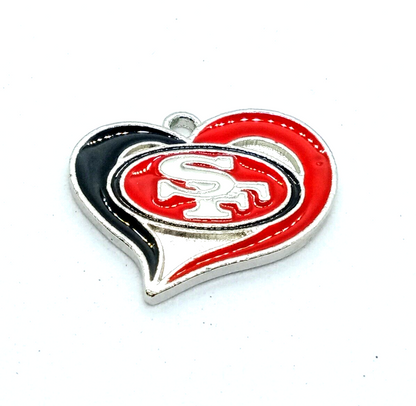 SAN FRANCISCO 49ERS HEART CHARM (x1) Big Discounts for Multiple - NFL Pendant