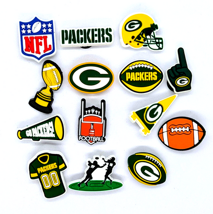 GREEN BAY PACKERS SHOE CHARMS (14pcs) Football Cool Gift Accessories Set Lot