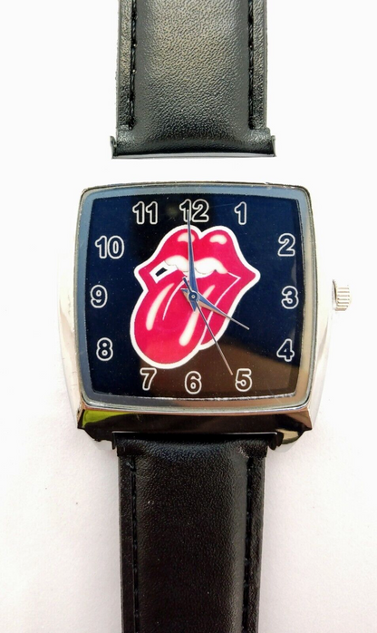 ROLLING STONES WATCH Black Men's Square Face Analog Pointer Wristwatch Gift