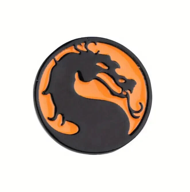 MORTAL KOMBAT PIN Classic Fighting Video Game Black Dragon Round Circle Brooch