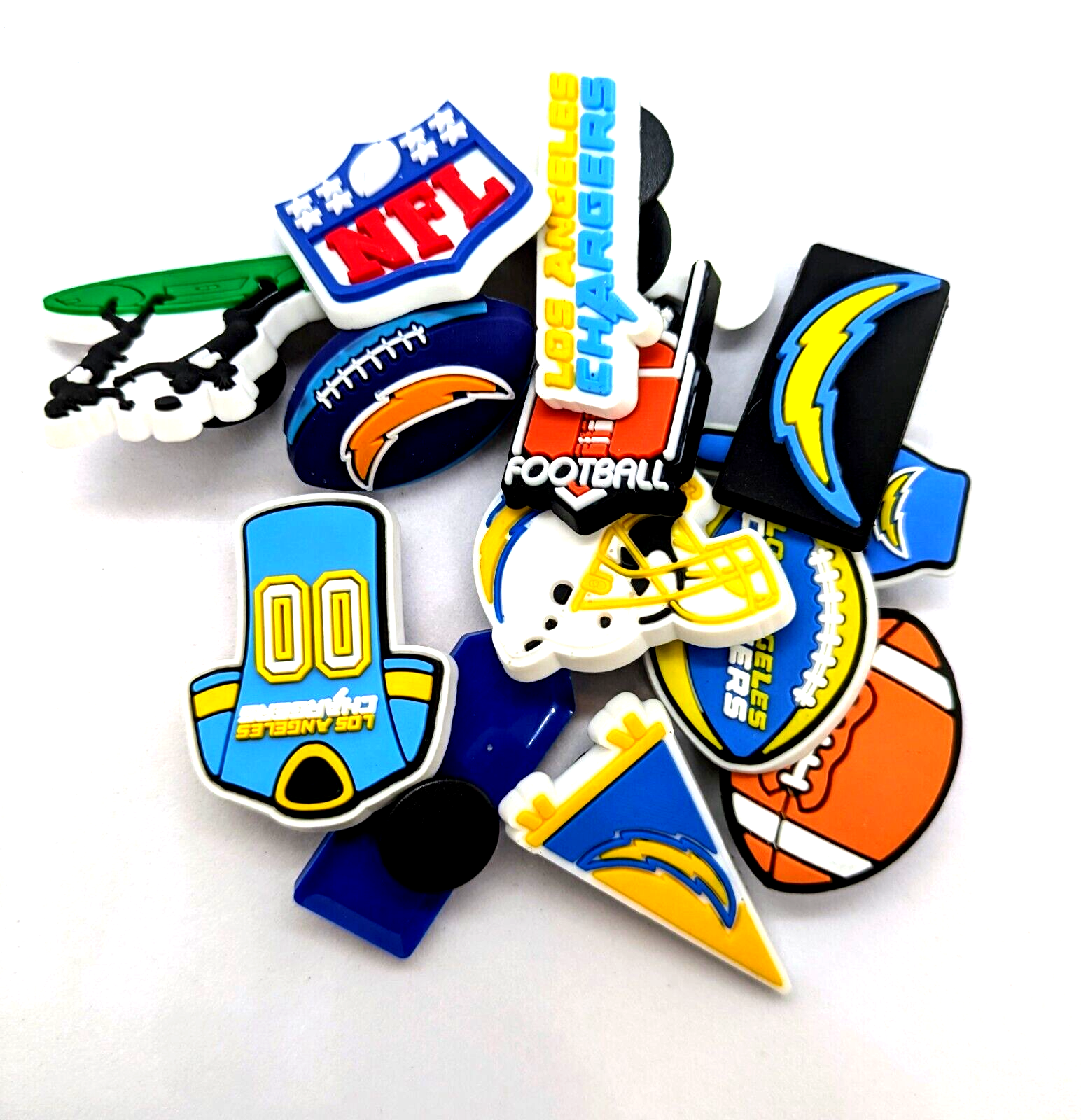 LOS ANGELES CHARGERS SHOE CHARMS (14pcs) Football Cool Gift Accessories Set Lot