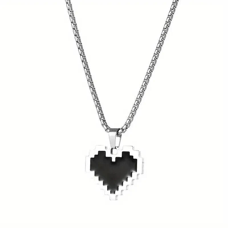 MINECRAFT BLACK HEART NECKLACE Health Damage Great Video Gamer Gift (~27" Chain)