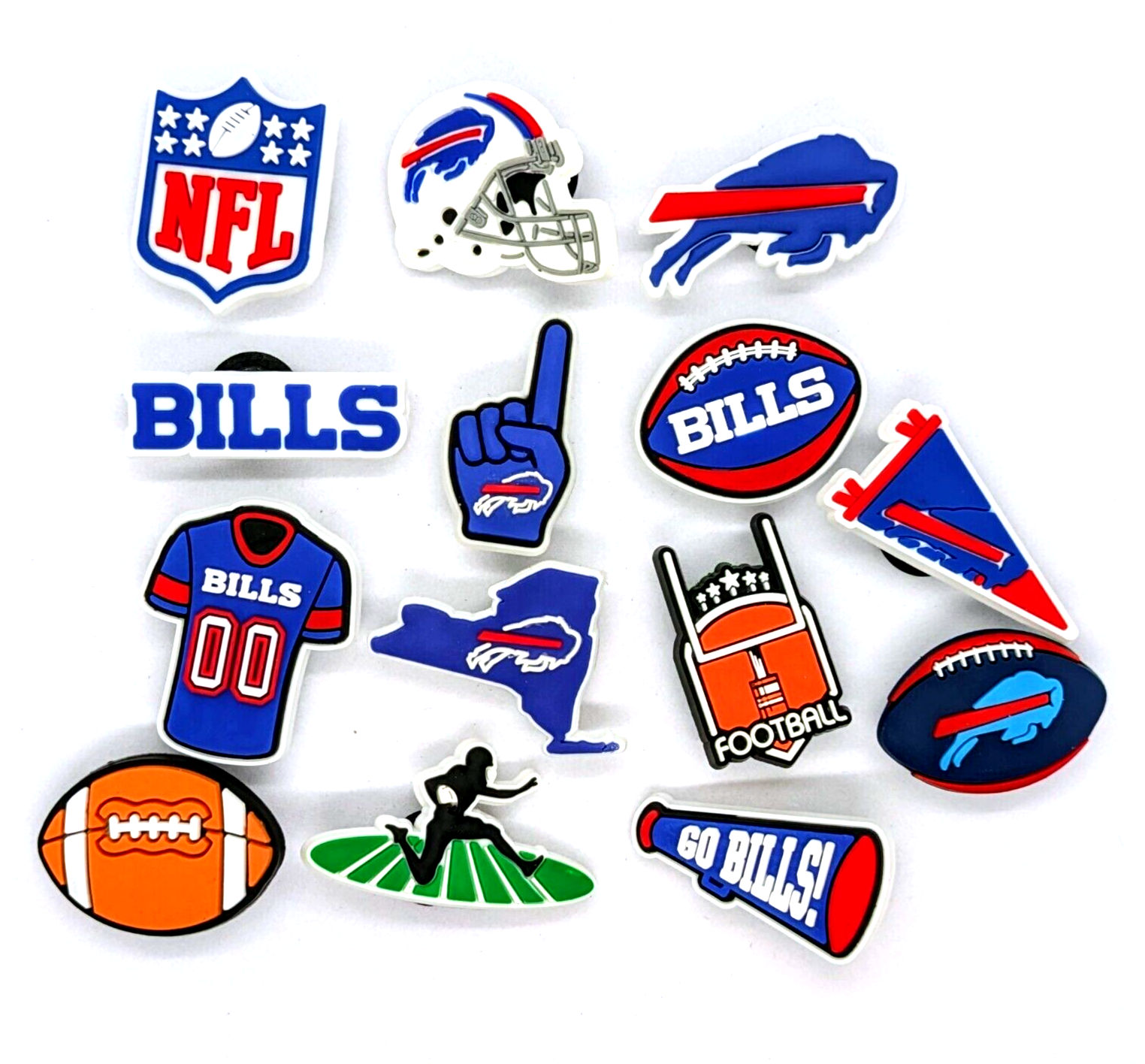 BUFFALO BILLS SHOE CHARMS (14pcs) Football Cool Gift Accessories Set Lot