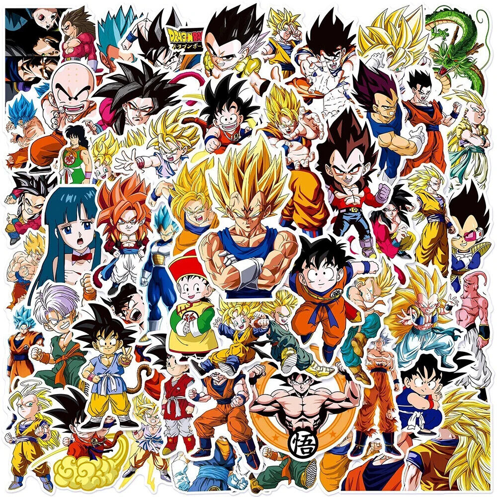 DRAGON BALL Z STICKERS (50pcs) 50 Unique Die-Cut Anime Decal w/Vegeta Gohan Goku