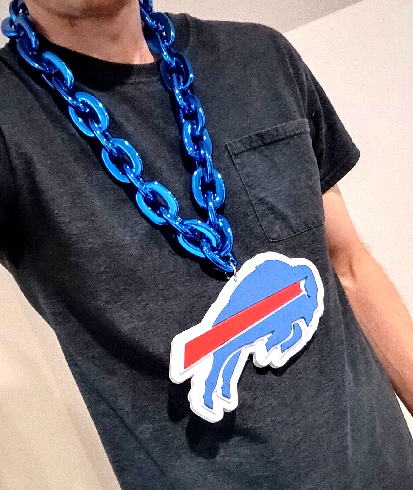 BUFFALO BILLS FOAM NECKLACE Blue Chain Large/Big/Jumbo Light-Weight Durable