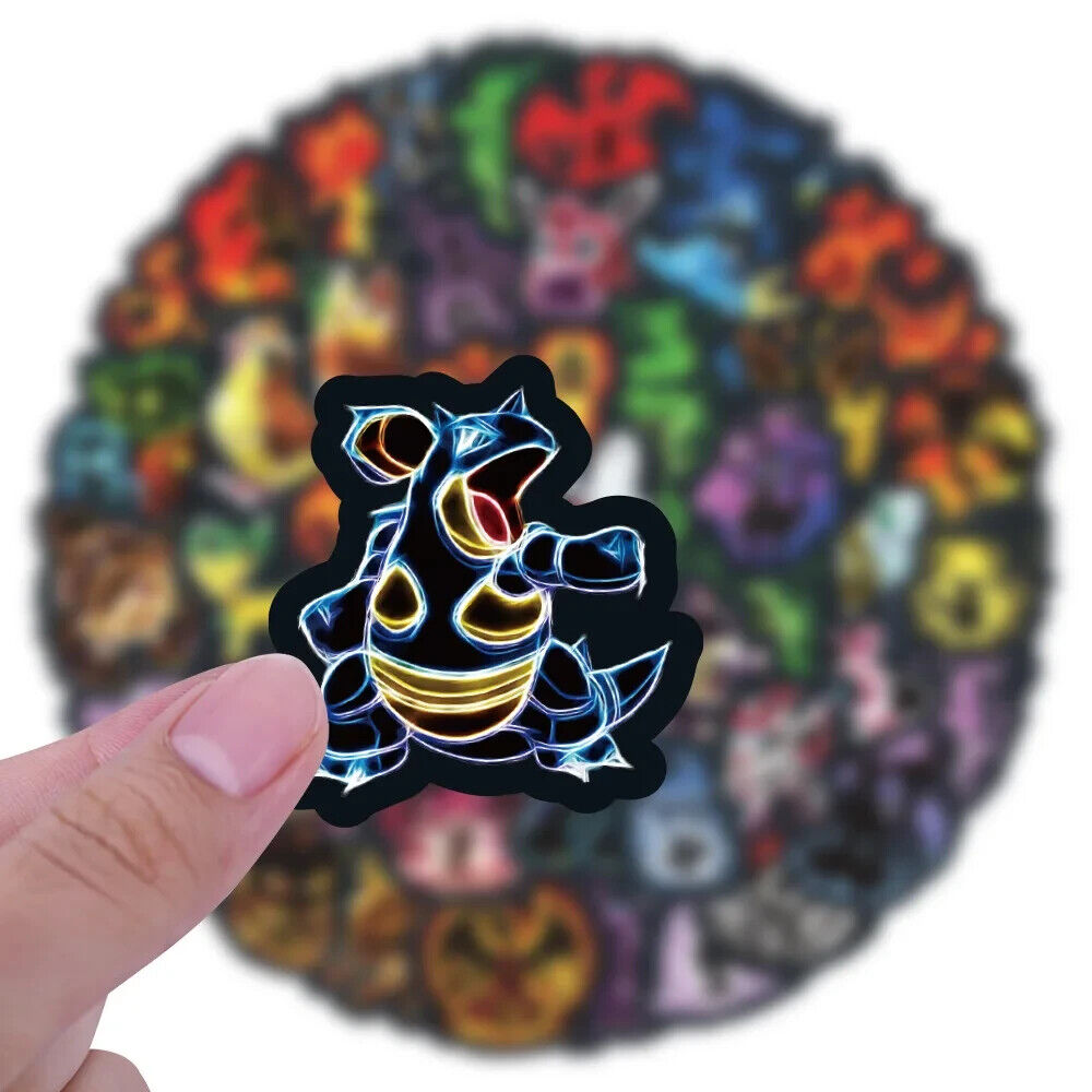 POKEMON NEON LIGHT STICKERS (60pcs) Sixty Unique Die-Cut Pokemon Decal *READ*