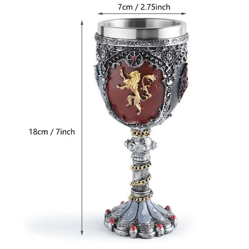 GAME OF THRONES CHALICE Silver House Sigil Goblet Cup Fantasy Glass (Cool Gift!)