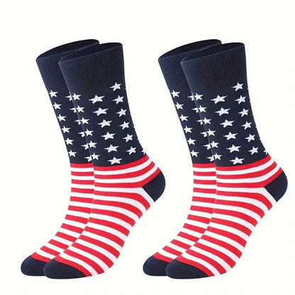 PATRIOTIC SOCKS American USA Flag July 4th Stars & Stripes Design Long Unisex