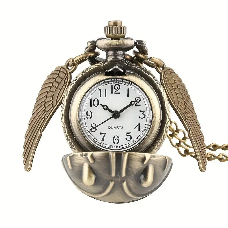 QUIDDITCH SNITCH POCKET WATCH Engraved Bronze Harry Potter Timepiece Pocketwatch