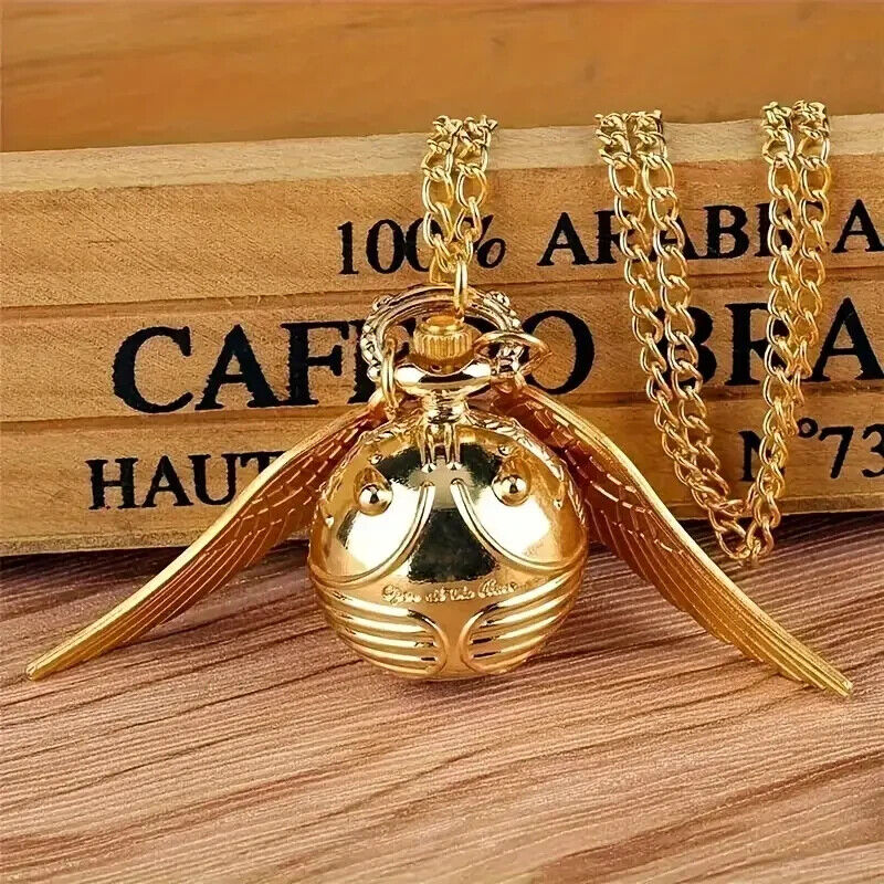 GOLDEN SNITCH POCKET WATCH Harry Potter Quidditch Round Quartz Pointer Gift