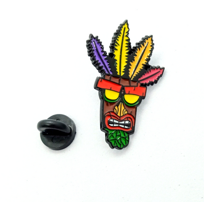 AKU AKU PIN Crash Bandicoot Tiki Ancient Mask Video Game Lapel Enamel Brooch