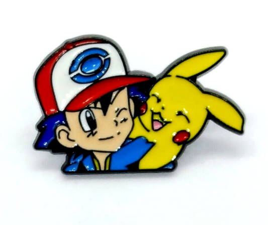 ASH AND PIKACHU PIN Pokemon Friends Gift Enamel Lapel Brooch