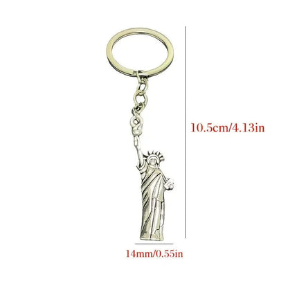 LADY LIBERTY KEYCHAIN Silver American Independence New York Key Chain/Keyring