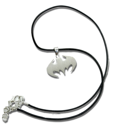 BATMAN NECKLACE Silver Bat Charm Pendant & Adjustable Rope