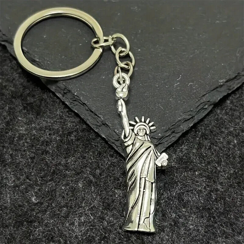 LADY LIBERTY KEYCHAIN Silver American Independence New York Key Chain/Keyring