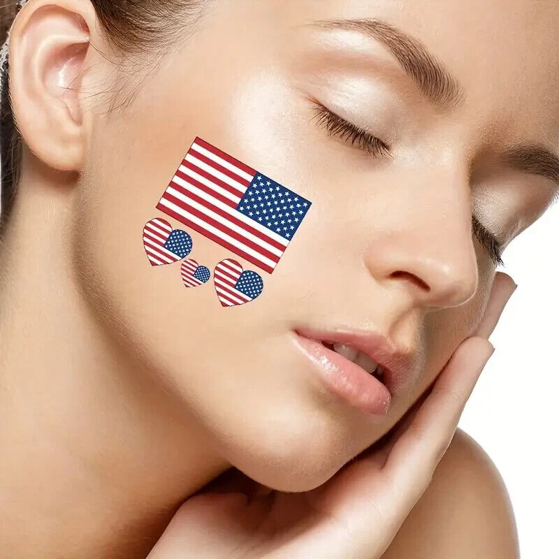 AMERICAN FLAG TEMPORARY TATTOOS (x5) Five Sheets USA Patriotic July 4th