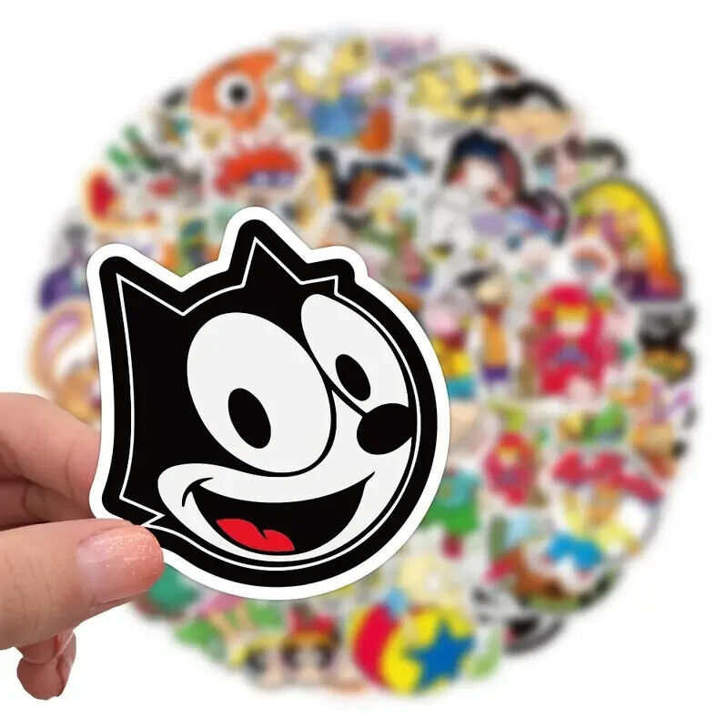 1990's CARTOON STICKERS (50pcs) 50 Fifty 90s 90's Nostalgia Die-Cut Retro Toon