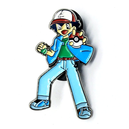 ASH KETCHUM PIN Pokemon Trainer Classic Game Gift Enamel Lapel Brooch