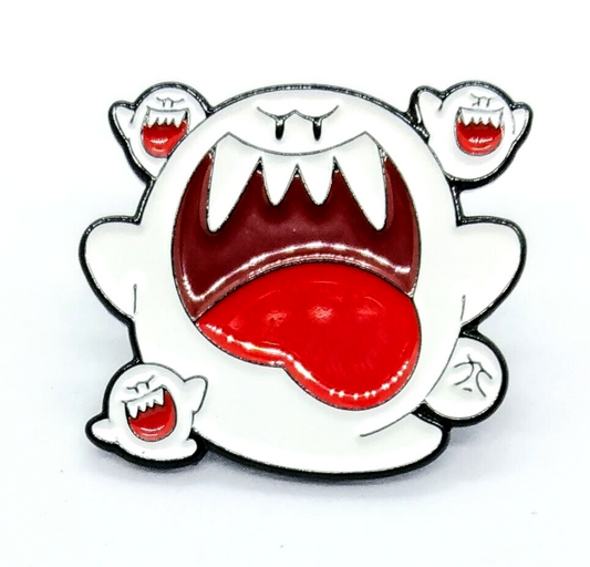 BOO PIN Super Mario Bros Spooky Ghost Big Boo Enamel Brooch Cartoon