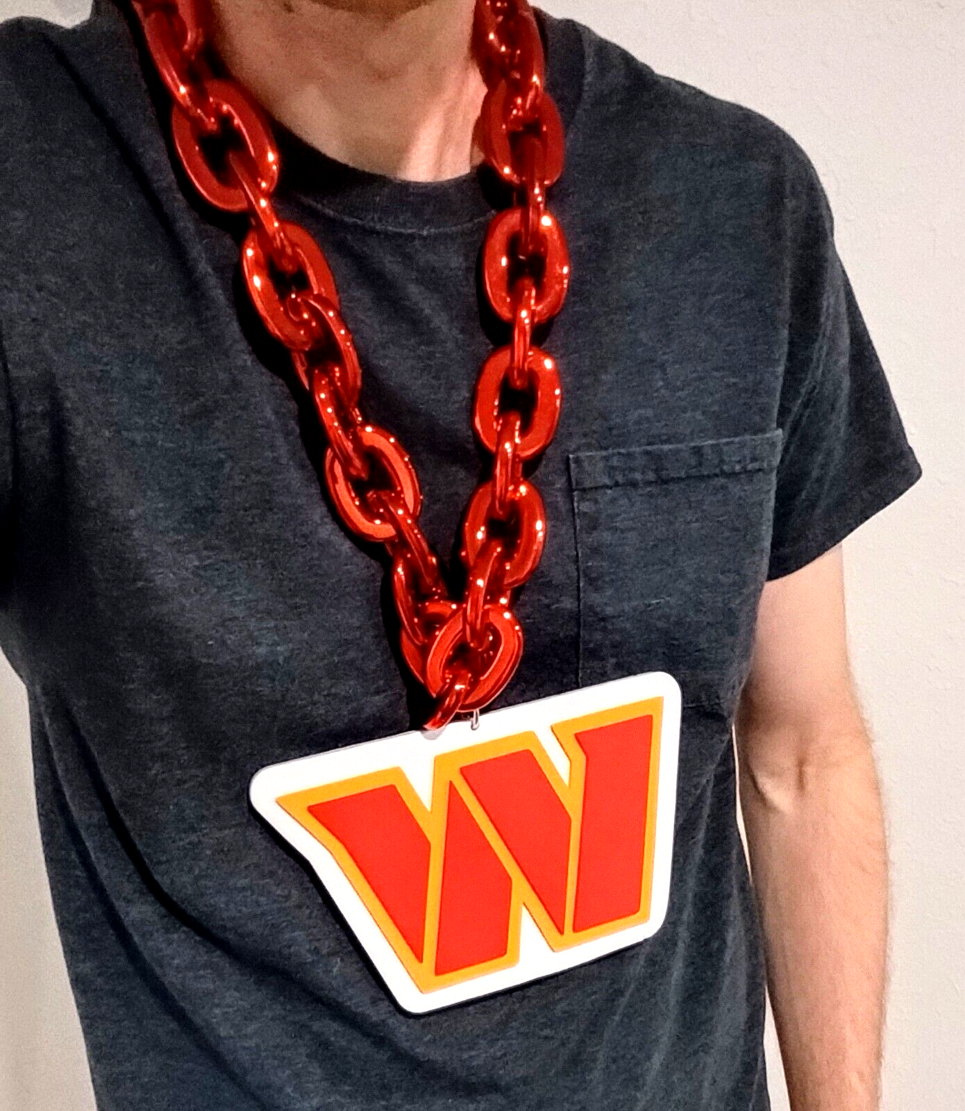 WASHINGTON COMMANDERS FOAM NECKLACE Red Chain Large/Big Light-Weight Durable