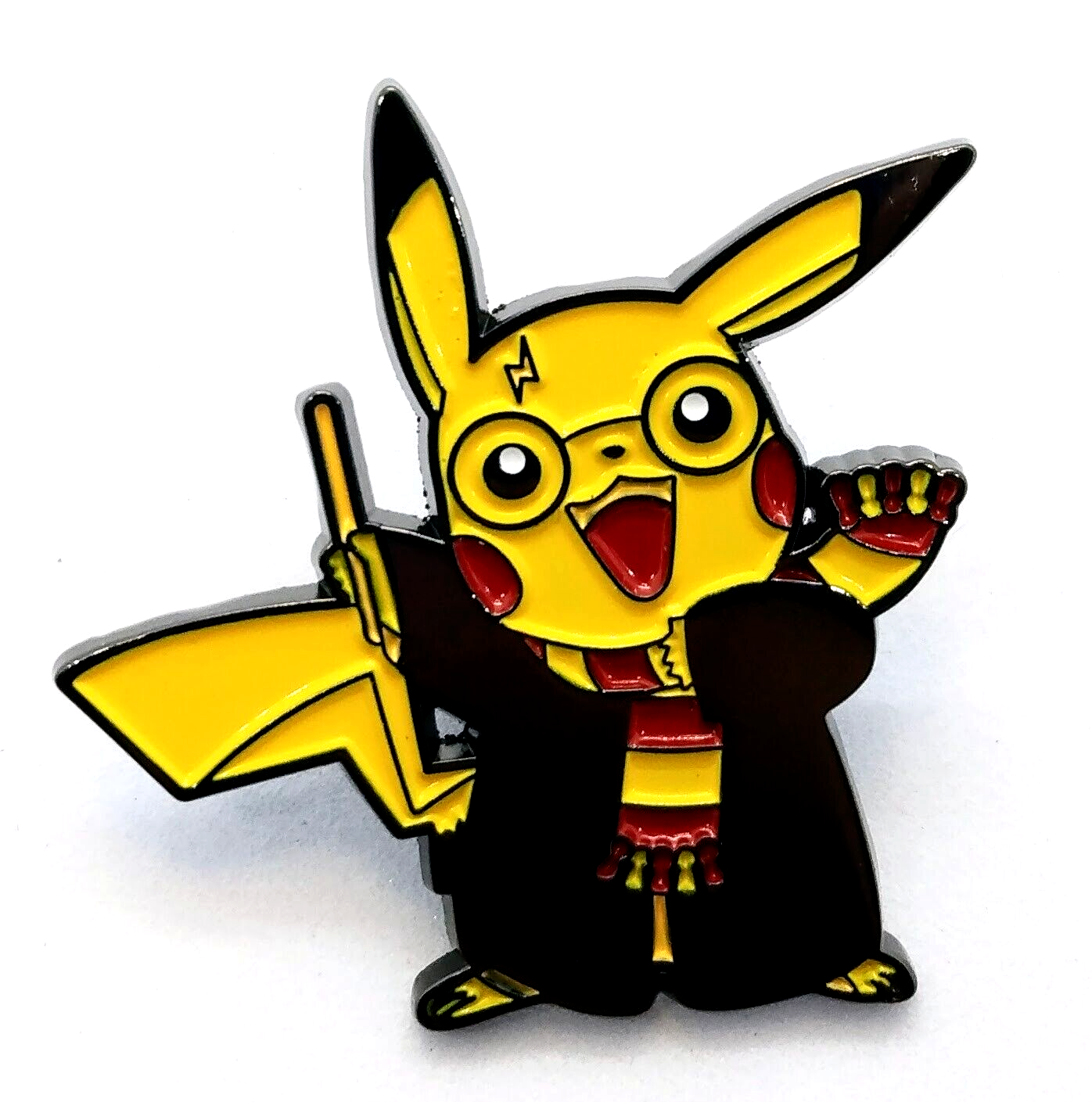 PIKACHU AS HARRPY POTTER PIN (Cool Reflective Robe) Pokemon Wizard Enamel Brooch