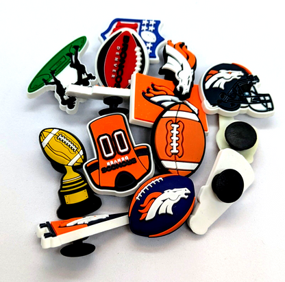 DENVER BRONCOS SHOE CHARMS (14pcs) Football Cool Gift Accessories Set Lot