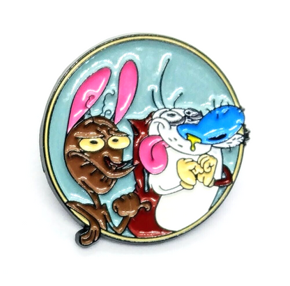 REN & STIMPY SHOW PIN Retro 90s 1990s Toon Cartoon Gift Enamel Lapel Brooch