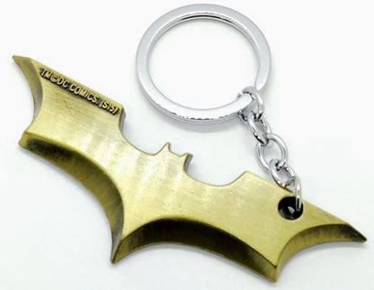 BATMAN KEYCHAIN Gold Thick Bat Logo Intricate Design Key Chain/Keyring