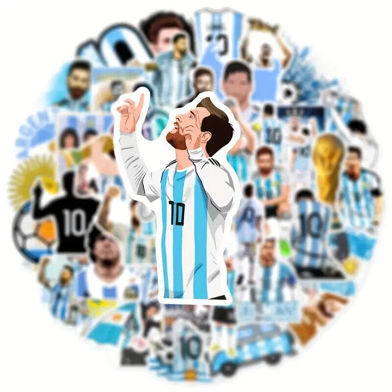 LIONEL MESSI STICKERS (50 pcs) Argentina Soccer/Football Die-Cut GOAT Decal