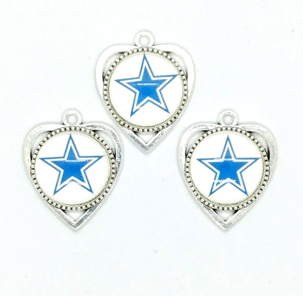 DALLAS COWBOYS STAR HEART PENDANTS (3pcs) Team Logo Charms