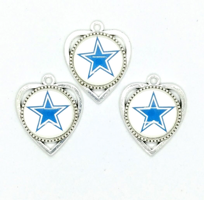 DALLAS COWBOYS STAR HEART PENDANTS (3pcs) Team Logo Charms