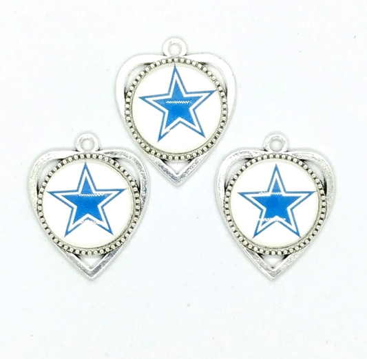 DALLAS COWBOYS STAR HEART PENDANTS (3pcs) Team Logo Charms