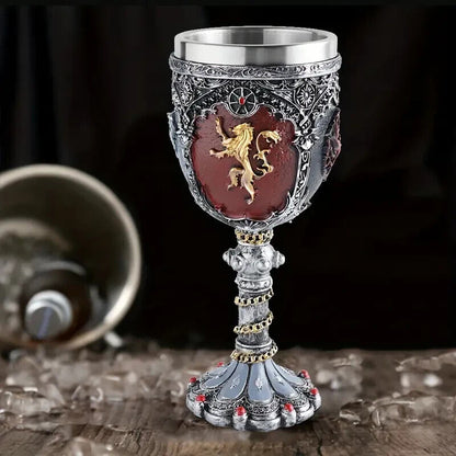 GAME OF THRONES CHALICE Silver House Sigil Goblet Cup Fantasy Glass (Cool Gift!)