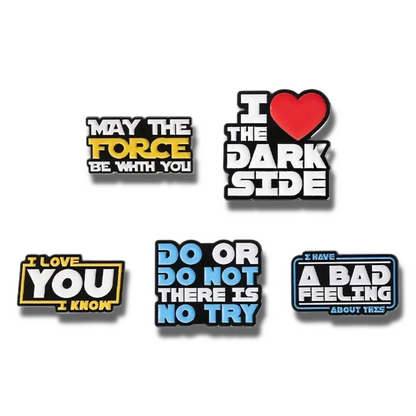 STAR WARS QUOTE PIN SET (5pcs) Five Iconic Enamel Lapel Brooch Pins Gift Lot