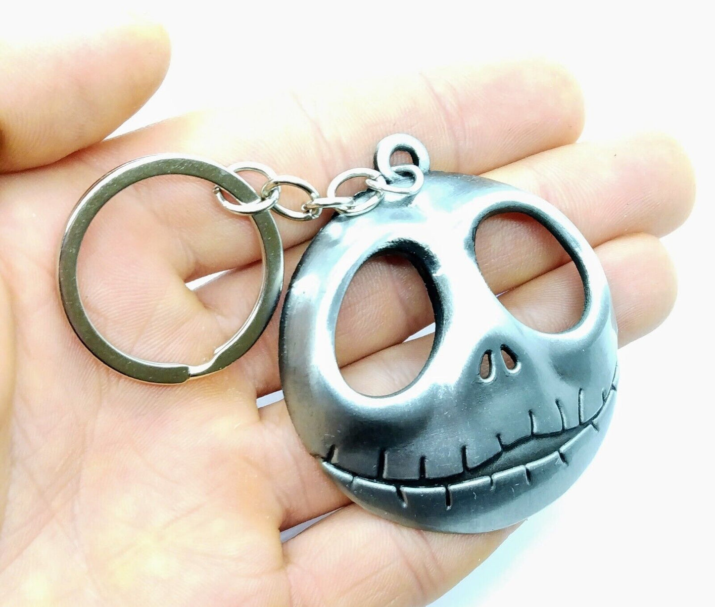 NIGHTMARE BEFORE CHRISTMAS KEYCHAIN Silver Jack Skellington Key Chain/Keyring