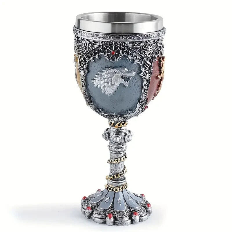 GAME OF THRONES CHALICE Silver House Sigil Goblet Cup Fantasy Glass (Cool Gift!)