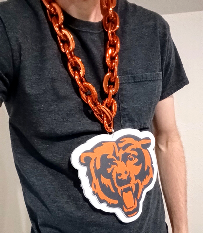 CHICAGO BEARS FOAM NECKLACE Orange Chain Large/Big/Jumbo Light-Weight Durable