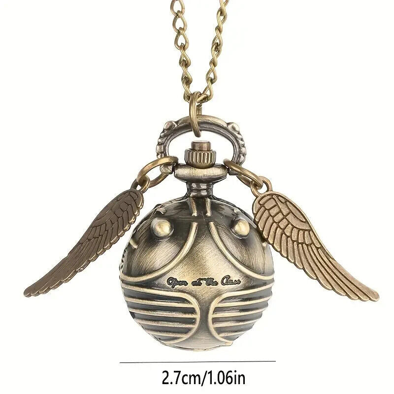 QUIDDITCH SNITCH POCKET WATCH Engraved Bronze Harry Potter Timepiece Pocketwatch