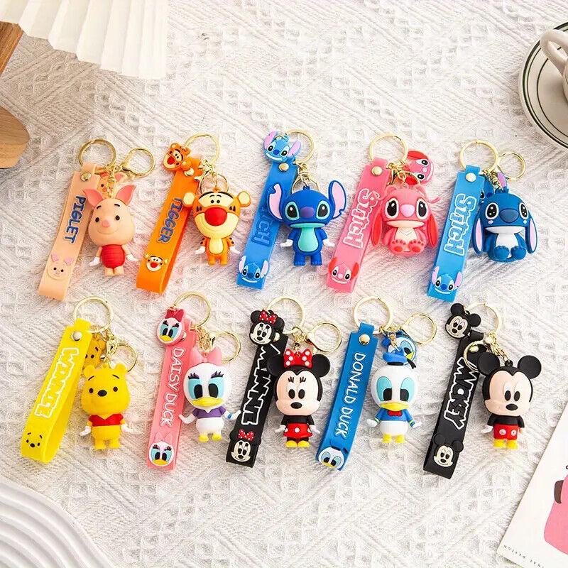 DISNEY SILICONE KEYCHAIN Mickey, Pooh Bear, Stitch, and More (Pick Ur Character)