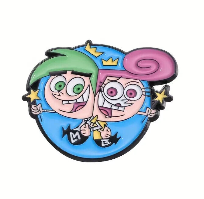 COSMO & WANDA PIN Retro 90s Toon Fairly OddParents Nickelodeon Enamel Brooch