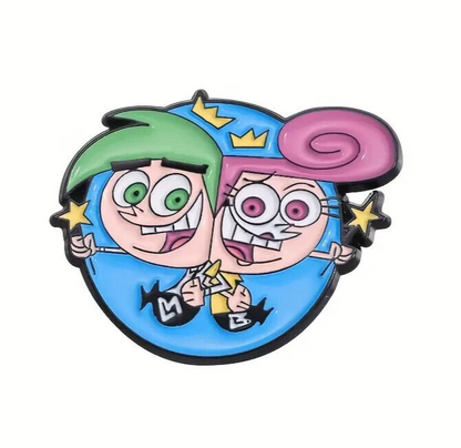 COSMO & WANDA PIN Retro 90s Toon Fairly OddParents Nickelodeon Enamel Brooch