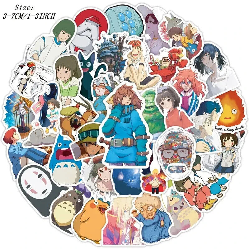 HAYAO MIYAZAKI ANIME STICKERS (50pcs) Kawaii Japanese Movies Die-Cut Decal